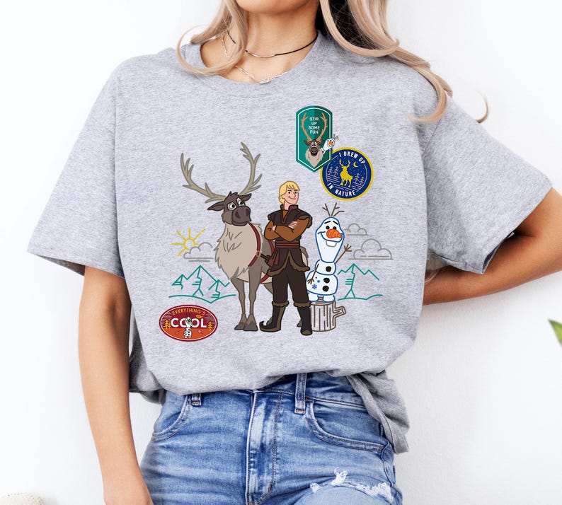 Disney Frozen 2 Olaf, Sven, and Kristoff Patches Shirt, Frozen Olaf Sven Kristoff Shirt, Disneyland Family Trip Shirt, Walt Disney World Tee image 4