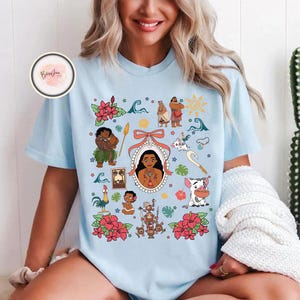 Maglietta Coquette Bows Moana, Maglietta Disney Moana, Maglietta Disney Maui Moana Hei Hei e Pua, Animal Kingdom, Maglietta coordinata per la famiglia per il viaggio a Disneyland immagine 2