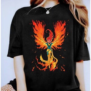 Marvel X-Men Jean Grau Phoenix Cosmic Flames T-Shirt, Marvel Comics Geschenk T-Shirt, MCU Fan T-Shirt, Marvel Disneyland Passende Familien Shirts