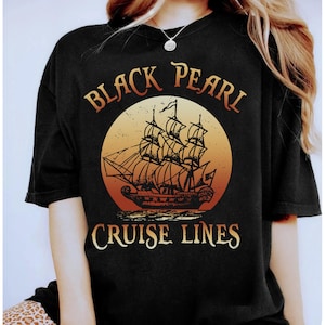 Camiseta de la línea de cruceros Black Pearl de Piratas del Caribe de Disney, camiseta de Magic Kingdom de WDW, camiseta a juego de vacaciones familiares de Disneyland