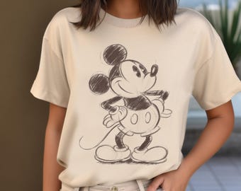 Camiseta con retrato de Mickey Mouse de Disney y sus amigos, camiseta clásica de Mickey, camiseta de vacaciones familiares en Disneyland, regalos de cumpleaños