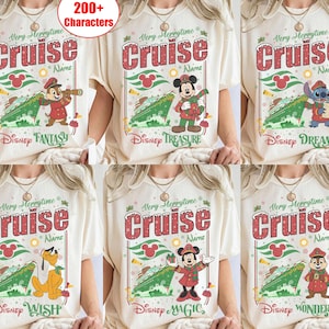 Gepersonaliseerd Disney Very Merrytime Cruise-T-shirt met alle personages, Cruise Line-kerst-T-shirt, Mickey & Friends, Stitch Chip Dale Inside Out afbeelding 1