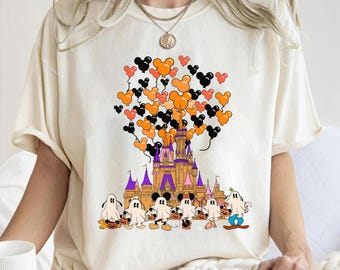 Disney Halloween Castle Mickey And Friends Ghost Shirt, Mickey's Not So Scary Halloween Party, Disneyland Spooky Season Trick or Treat Shirt