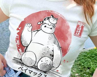 Maglietta Disney Big Hero 6 "Ciao, sono Baymax" in stile vintage giapponese, maglietta per vacanze in famiglia a Disneyland, regali di compleanno coordinati a Disney World