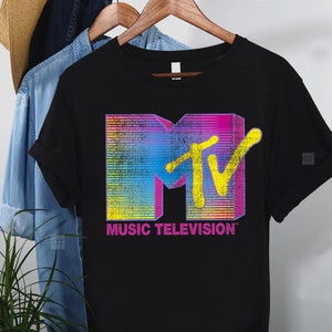 MTV Distressed Fluorescent Gradient Logo  Shirt, MTV Logo Shirt, Matching Disneyland Family Vacation Shirt, Disney Matching Birthday Gifts