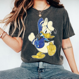 Camiseta con retrato del personaje del pato Donald de Disney, camiseta de Mickey Donald y sus amigos enojados, camiseta familiar de Disneyland, regalo de cumpleaños a juego de Disney