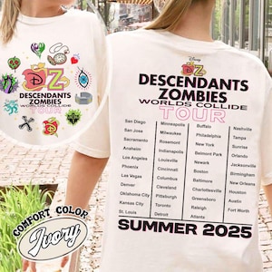 2-Sided Disney Channel Descendants Zombies World Collide Tour Shirt, The Rise Of Red Shirt, Descendants Concert, Summer Music Festival Shirt