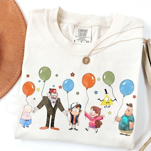Camiseta com balões aquarela da Disney Gravity Falls, camiseta combinando para férias na Disneylândia, presentes de aniversário para viagem à WDW