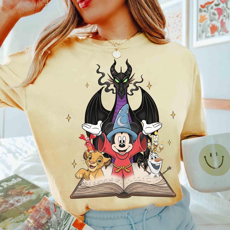 Disney Mickey Mouse Fantasia Sorcerer Shirt, Olaf Sebastian Lumière Simba The Lion King Shirt, Disneyland Family Trip Shirt, Birthday Gift image 4