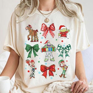 Disney Toy Story Coquette Bows Christmas Shirt, Toy Story You've Got A Friend In Me Shirt, Disney Xmas Woody Jessie Slinky Alien Buzz Tee image 1