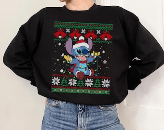 Disney Christmas Lilo and Stitch Christmas Lights Shirt, Santa Stitch Ugly Christmas Sweater, Mickey's Very Merry Christmas Party 2026
