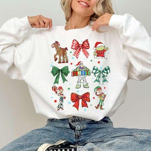 Disney Toy Story Coquette Bows Christmas Shirt, Toy Story You've Got A Friend In Me Shirt, Disney Xmas Woody Jessie Slinky Alien Buzz Tee image 3