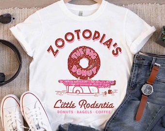 Camiseta de la pequeña roedora de Zootopia, la cafetería The Big Donut de Disney, camiseta de la cafetería Zootopia, Magic Kingdom, camiseta familiar de vacaciones en Disneyland