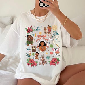 Maglietta Coquette Bows Moana, Maglietta Disney Moana, Maglietta Disney Maui Moana Hei Hei e Pua, Animal Kingdom, Maglietta coordinata per la famiglia per il viaggio a Disneyland immagine 3