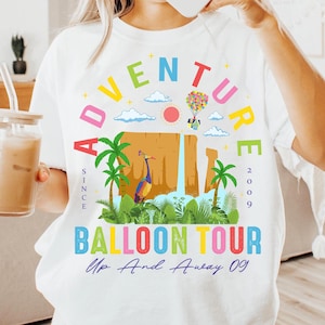 Paradise Falls Disney Up Adventure Balloon Tour 2009 Shirt, Adventure Is Out There Up House Balloons Carl Ellie Shirt, Russell Dug Kevin Tee
