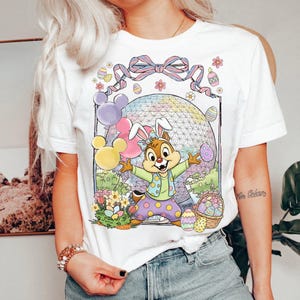 Customize Mickey and Friends Easter Eggs Shirt, Coquette Bow Epcot Park Easter Day 2026 Tee, Walt Disney world Disneyland Family Trip Shirt image 6
