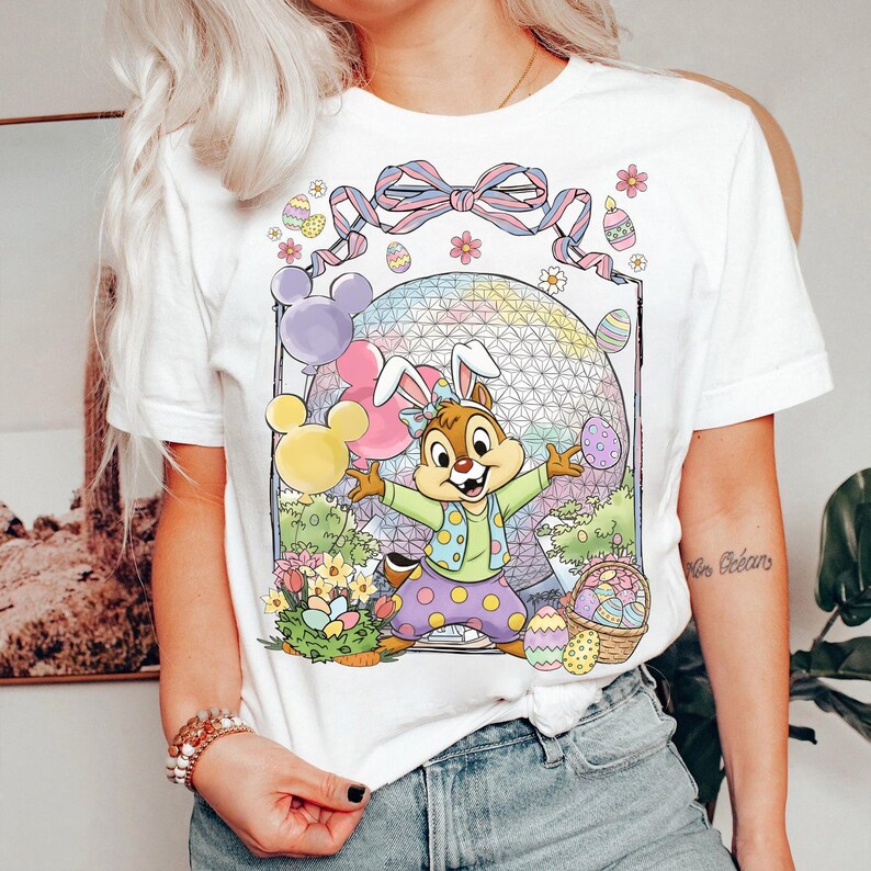 Customize Mickey and Friends Easter Eggs Shirt, Coquette Bow Epcot Park Easter Day 2026 Tee, Walt Disney world Disneyland Family Trip Shirt image 6