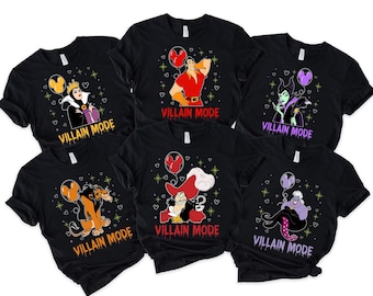 Shirt Disney Villains Characters Villain Mode, Mickey Balloon Tee, Disney Bad Guys Bad Girls T-shirt, Disneyland Group Family Matching Shirt