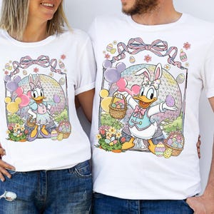 Customize Mickey and Friends Easter Eggs Shirt, Coquette Bow Epcot Park Easter Day 2026 Tee, Walt Disney world Disneyland Family Trip Shirt image 2