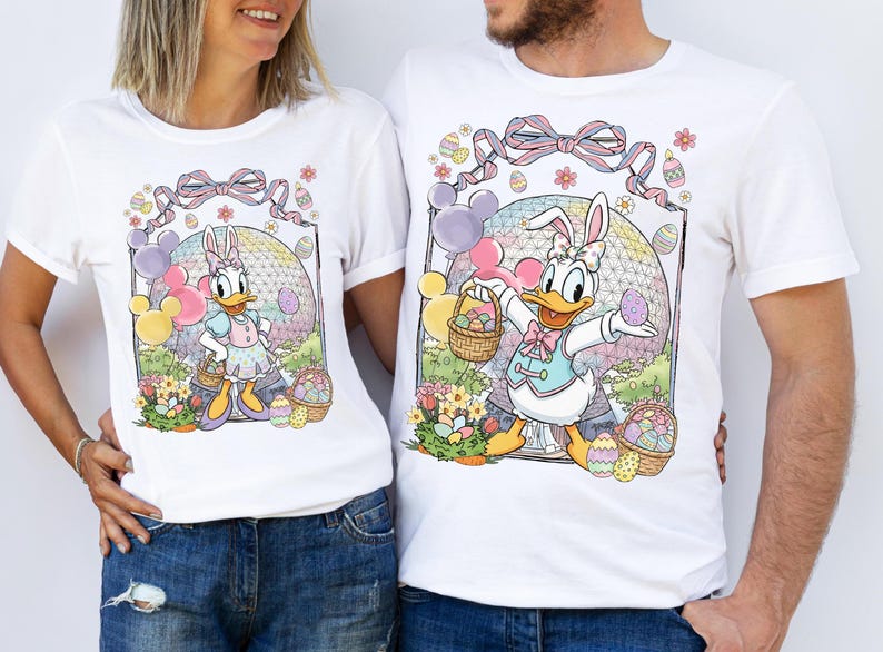 Customize Mickey and Friends Easter Eggs Shirt, Coquette Bow Epcot Park Easter Day 2026 Tee, Walt Disney world Disneyland Family Trip Shirt image 2