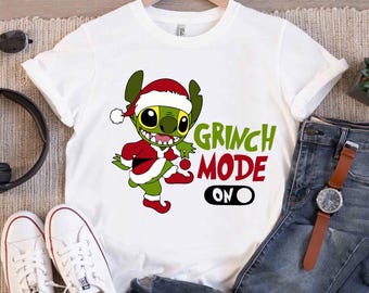 Camiseta de Disney Santa Stitch con el modo Navidad, camiseta con el disfraz de Disney Stitch, camiseta navideña de Lilo y Stitch, fiesta navideña de Mickey