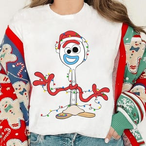 Disney Toy Story Forky Christmas Light Shirt, Disney Toy Story Santa Forky Girl Christmas Hat Tee, Disneyland Family Xmas Trip Shirt 2025