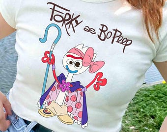 Maglietta Disney Pixar Toy Story Forky nei panni di Bo Peep, Maglietta divertente per Halloween con Forky e Bo Peep, Maglietta per la gita di Halloween in famiglia a Disneyland 2026