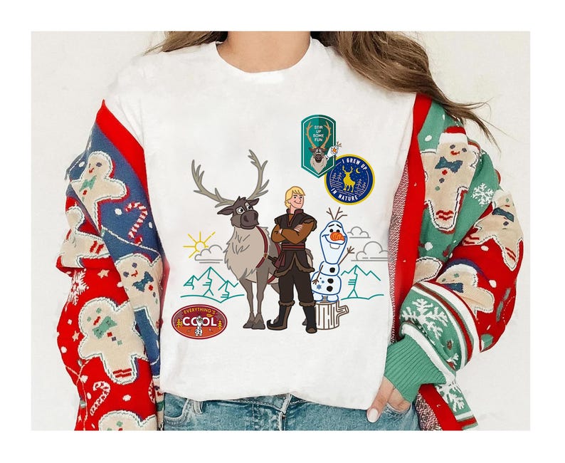Disney Frozen 2 Olaf, Sven, and Kristoff Patches Shirt, Frozen Olaf Sven Kristoff Shirt, Disneyland Family Trip Shirt, Walt Disney World Tee image 1