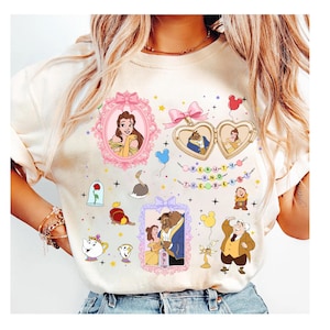 Disney Beauty And The Beast Shirt, Disney Coquette Bow Belle Beast Mrs Potts Chip Lumiere Cogsworth Shirt, Disneyland Family Matching Shirt