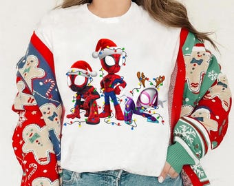 Marvel's Spidey and his Amazing Friends Christmas Lights T-Shirt ,Disneyland Family Vacation  Trip  Gift 2026,Walt Disney World Tee for Kid
