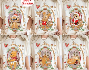 Disney Figuren Coquette Bow Lebkuchen Weihnachtsmann Shirt, Mickey & Friends, Toy Story Stitch, Mickey's Very Merry Christmas Party