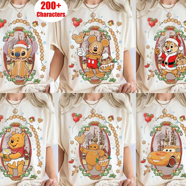 Chemise de Noël Coquette Personnages Disney, Noeud de biscuits de pain d'épice, Mickey et ses amis, Fête de Noël de la princesse Mickey Toy Story