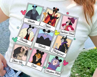 Camiseta de personajes villanos de Disney, camiseta de Mickey con globo en modo villano, camiseta de Disney Bad Guys Bad Girls, camiseta a juego para grupos familiares de Disneyland