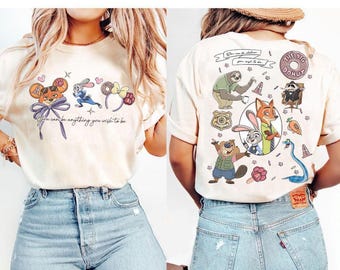 2-sided Coquette Bow Disney Zootopia Movie Shirt, Zootopia Nick Judy Hopps Flash Gary Shirt, Zootropolis, Disneyland Family 2026 Trip Shirt