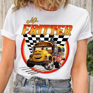 Disney Retro 90s Cars All Characters Shirt, Disney Cars Land Checkerboard Racing Shirt, Disneyland Vacation Family Matching Shirt image 4