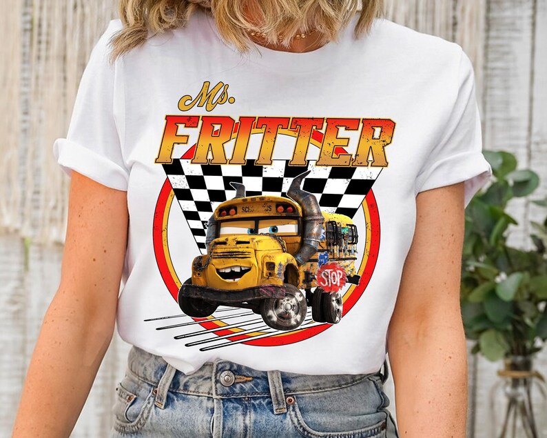 Disney Retro 90s Cars All Characters Shirt, Disney Cars Land Checkerboard Racing Shirt, Disneyland Vacation Family Matching Shirt image 4