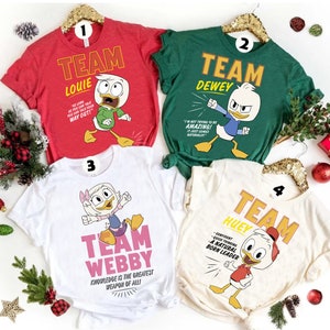 Disney Ducktales Team Huey Louie Dewey  Team Webby  Shirt, Family Matching Disneyland Vacation Shirt, Disney WDW Trip Birthday Gifts