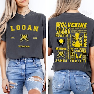 2-seitiger Marvel Logan Wolverine Superheld Est 1832 Shirt, Logan Silhouette Poster Shirt, Marvel X-Men T-Shirt, Marvel Familienfest Geschenk 2025