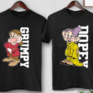 Disney Dopey and Grumpy Dwarf Portrait T-Shirt, Snow White and Seven Dwarfs Shirt, Disneyland Family Vacation Shirt,Disney Birthday Gifts