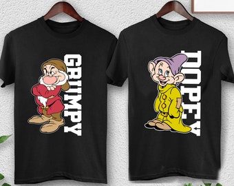 Disney Dopey and Grumpy Dwarf Portrait T-Shirt, Snow White and Seven Dwarfs Shirt, Disneyland Family Vacation Shirt,Disney Birthday Gifts