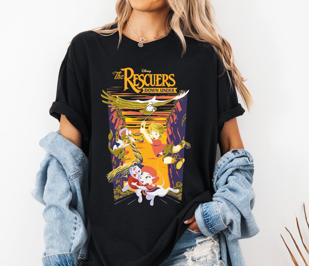 Disney the Rescuers Down Under Group Shot Sunset T-shirt, the Rescuers ...