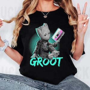 Camiseta de Groot de Guardianes de la Galaxia, DJ amante de la música, Marvel Music Lovers, atuendos familiares a juego para Disneyland