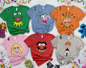 Disney The Muppets Charaktere großes Gesicht Halloween Kostüm T-Shirt, Disneyland Familien Urlaub Shirt, Disney World Passendes Geburtstagsgeschenk