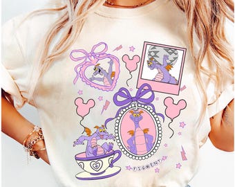 Disney Coquette Bows Figment Shirt, Retro Figment Walt Disney Epcot Center Shirt, One Little Spark Shirt, Disneyland Trip Matching Shirt