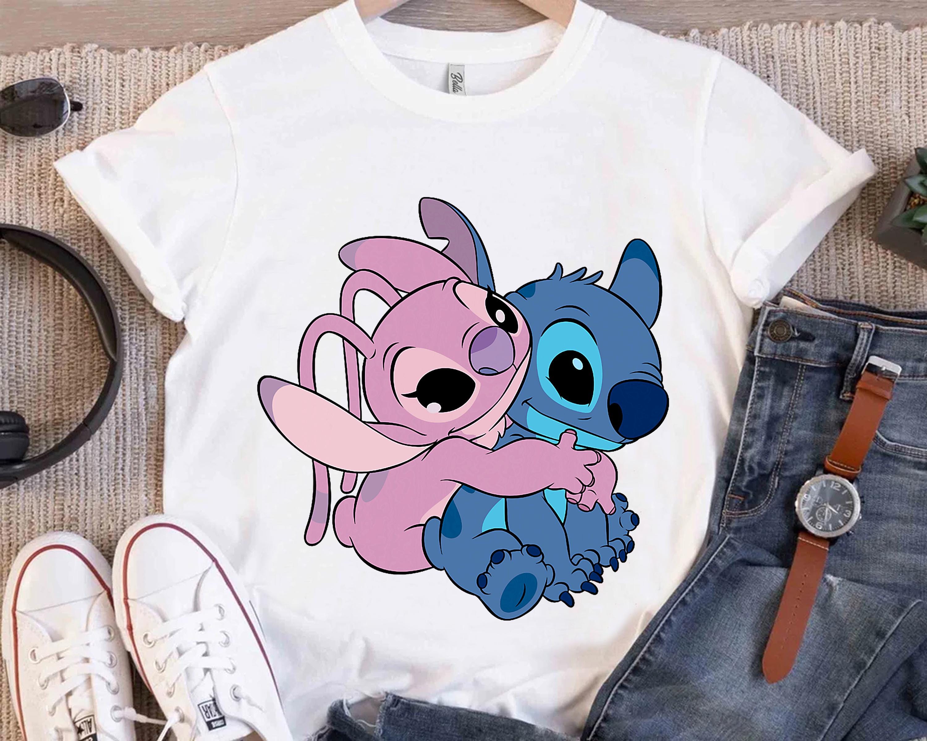 【NICK&NICOLE】 DISNEY STITCH COUPLE OF LOVE CROP TOP/追跡付 Girl's Lilo & Stitch Cute Angel Large Portrait Crop Top T