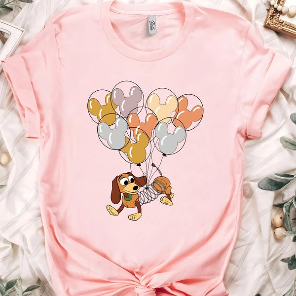 T-shirt Disney Slinky Dog con palloncino di Topolino, carina camicia Slinky Toy Story, camicia per le vacanze in famiglia Disneyland, regali di compleanno coordinati Disney