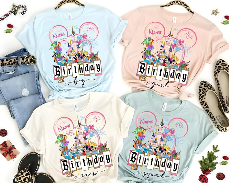Personalized Mickey and Friends Castle Disney Birthday Shirt, Disney Castle Birthday Squad, Disneyland Family Shirt, Disney Birthday Gifts image 1