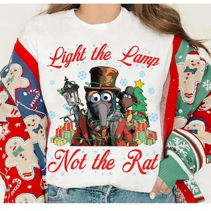 Disney A Muppet Christmas Carol Gonzo Rizzo Light The Lamp Not The Rat  Shirt, Disneyland Christmas Family Vacation Shirt, Xmas Sweater