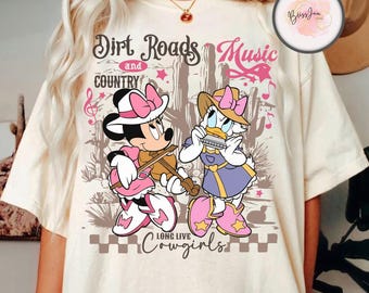 Camiseta Disney Minnie y Daisy Comfort Colors, Camiseta Disney Cowgirl Western Country Music, Camiseta Disney Bestie Cowgirls, Camiseta Disney Trip