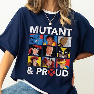 Maglietta grafica retrò Marvel X-Men Mutant & Proud, maglietta Gambit, regalo Marvel Comics, maglietta per fan MCU, magliette coordinate per la famiglia Marvel Disneyland